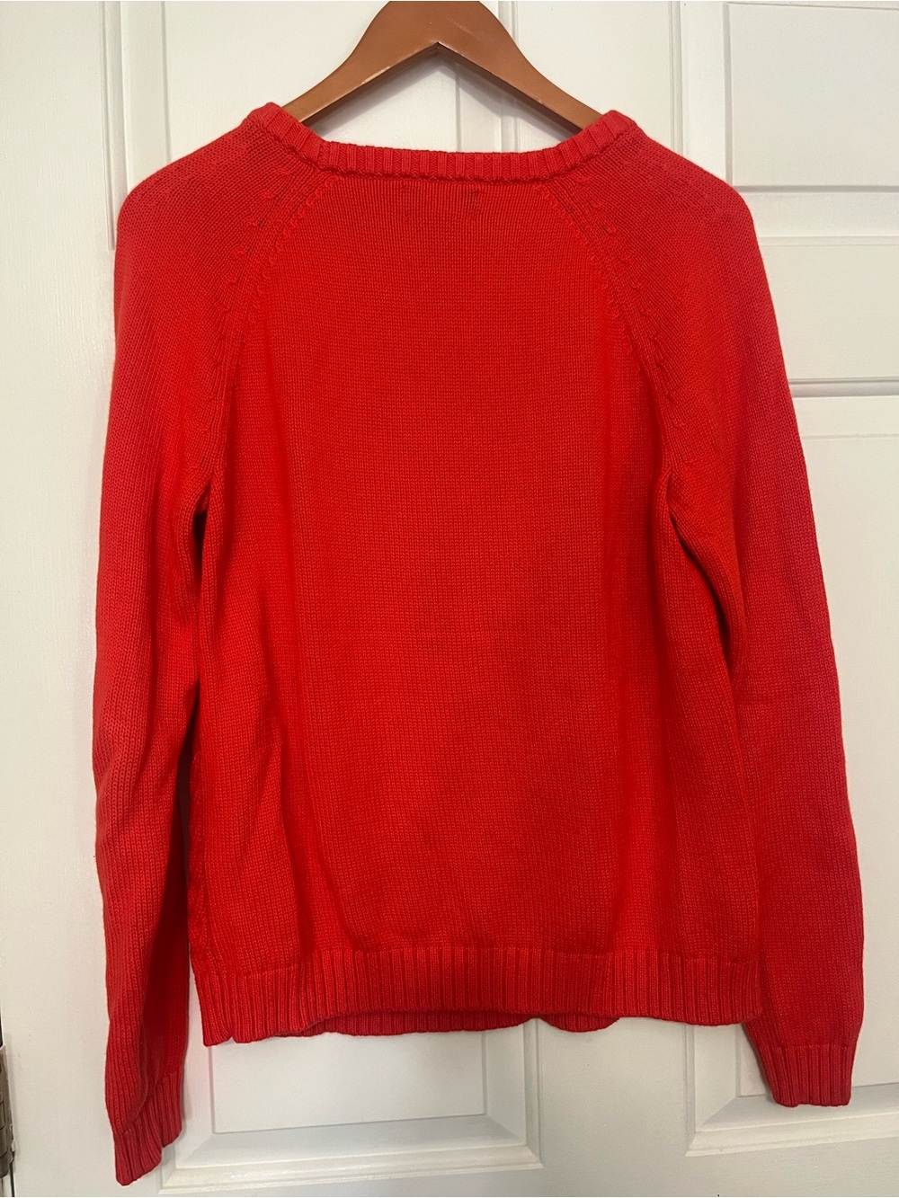 Lands End Red 100% Cotton Drifter Classic Cable Knit Sweater size L - Picture 8 of 10